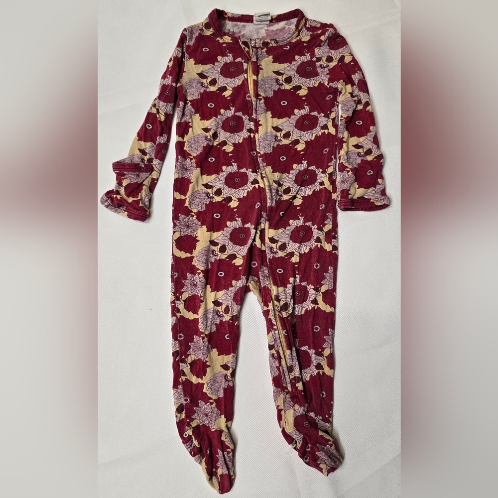 Kate Quinn Pink Floral Bamboo Sleeper Footie Pajamas Infant Girl Size 3-6m